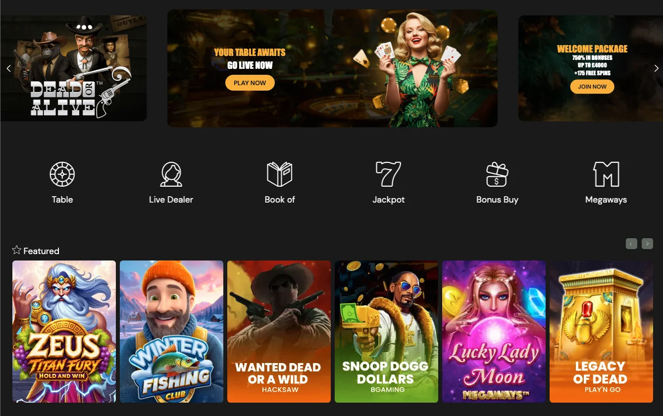 Image with a Gorilla Wins Casino bonus and games